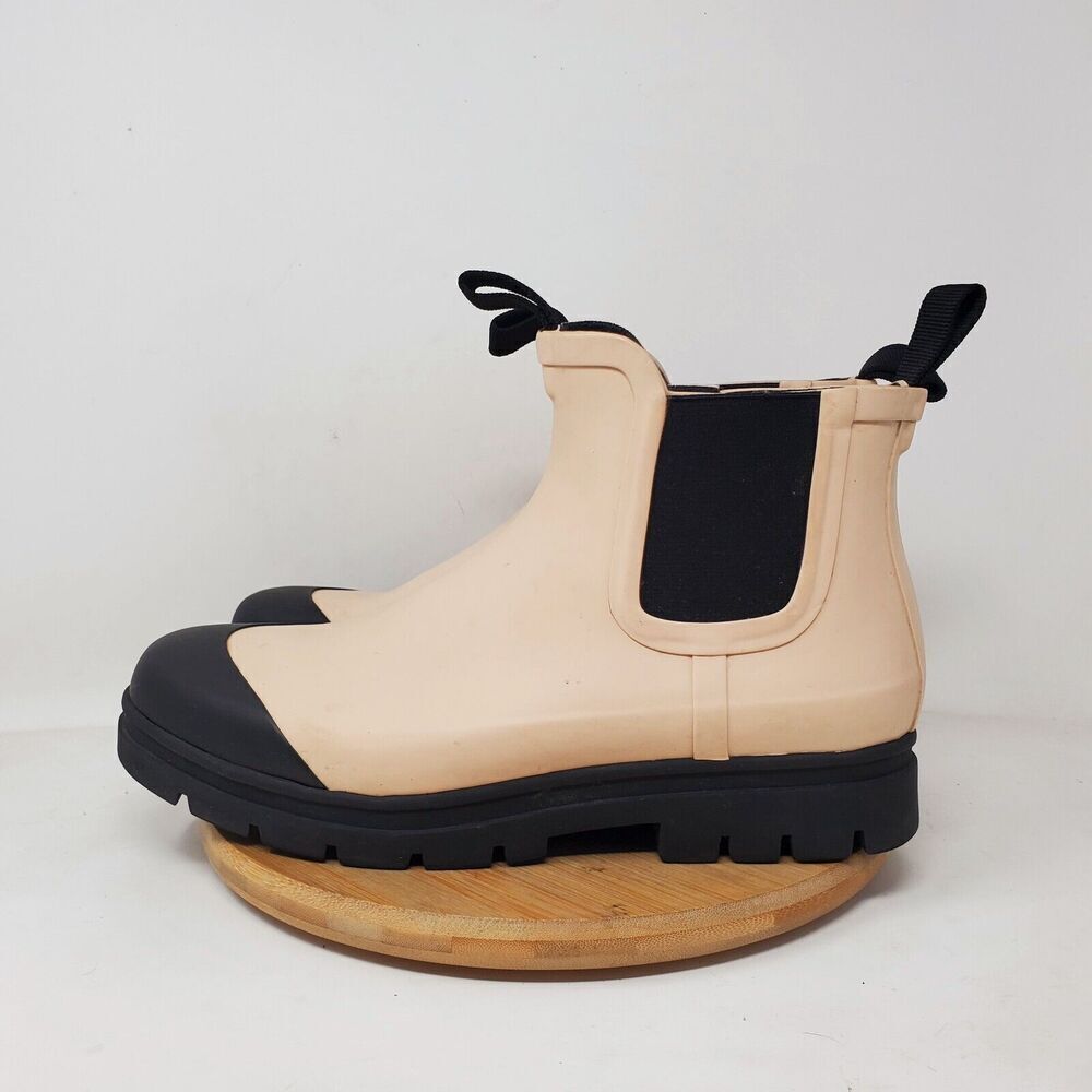 Everlane Boots Womens 9 The Rain Boot Nude Rubber Ankle Chunky Lug Heel Shoes